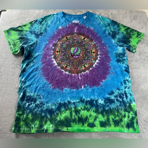 Grateful Dead T Shirt Mens 5XLT Blue Green Purple Tie Dye 5XL Tall Modern Tee - Picture 1 of 12